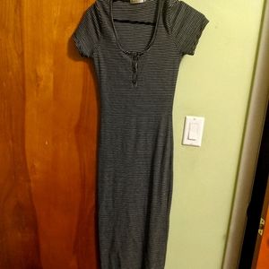 Black and White Striped Bodycon Long Dress